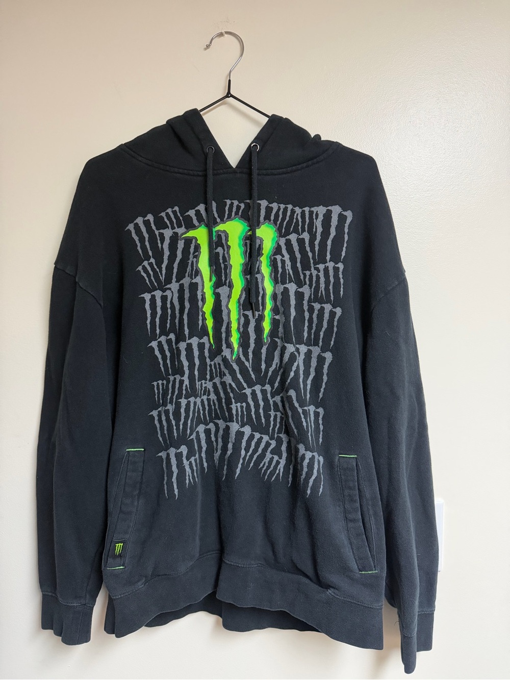 Vintage Monster Energy Allover Print Graphic Hoodie - Rare Claw Matrix Variant